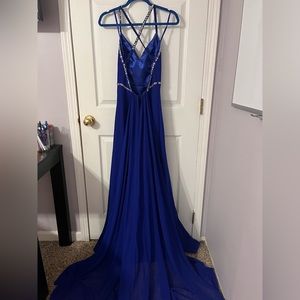 Royal Blue Prom Dress with Iridescent Sequins